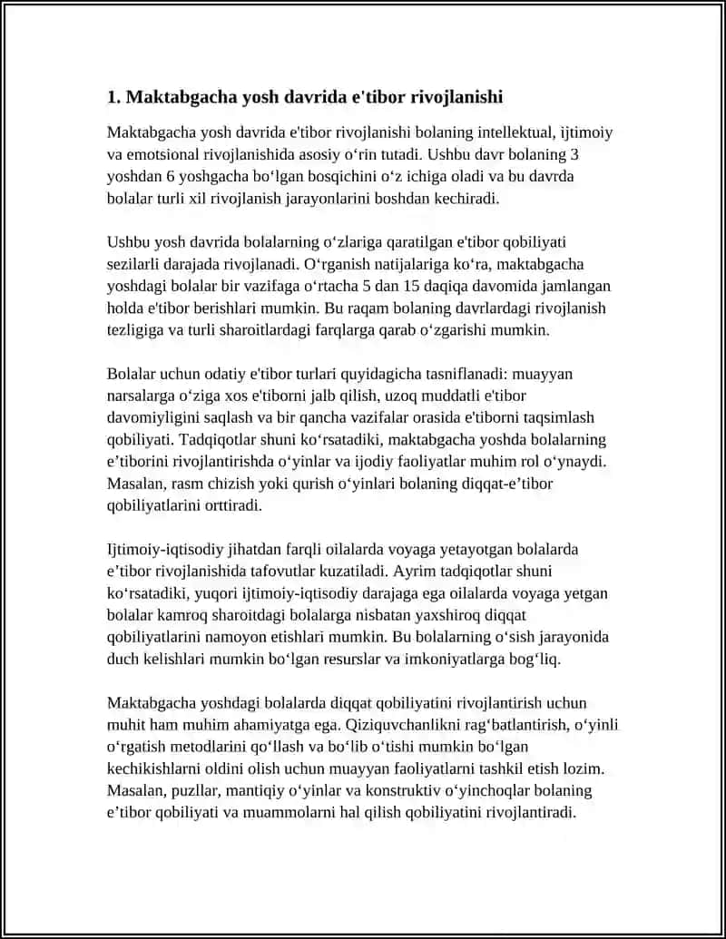 Maktabgacha yosh davrida e'tibor rivojlanishi 3