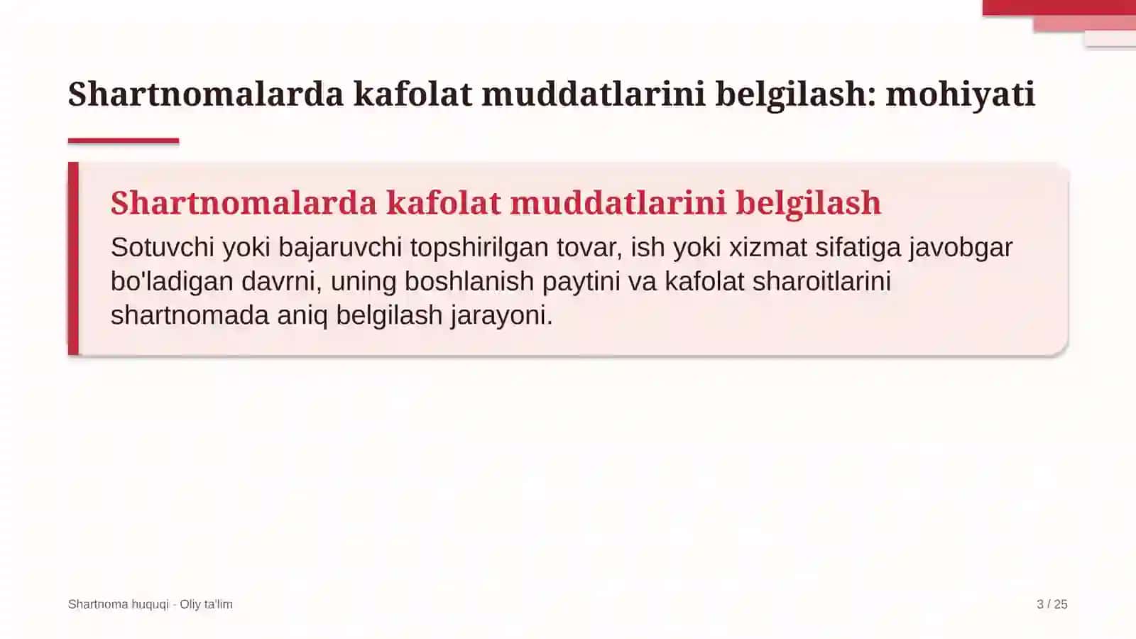 Oliy Ta'lim: Shartnoma Huquqi 3