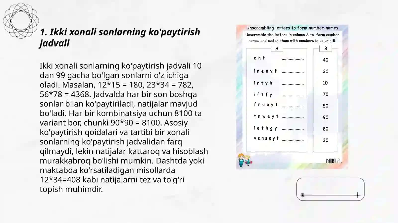 Ikki xonali sonlarni ko'paytirish 3
