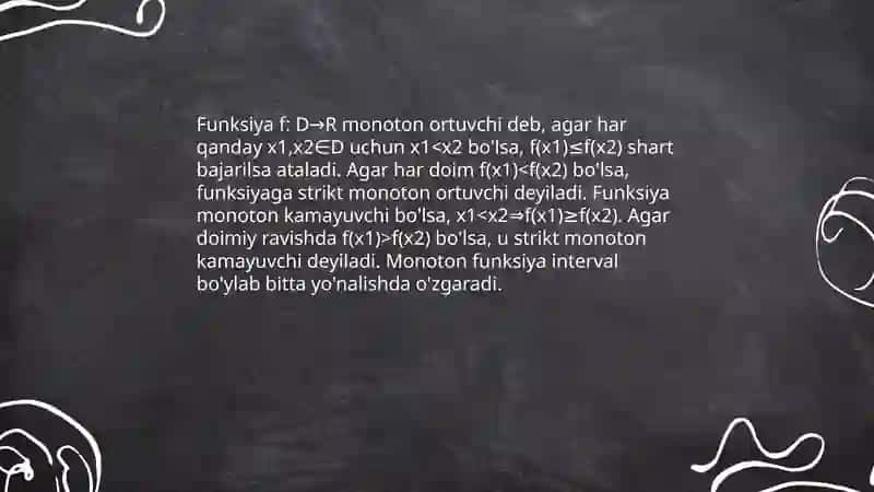 Funksiyalarning monotonlik sharti 3