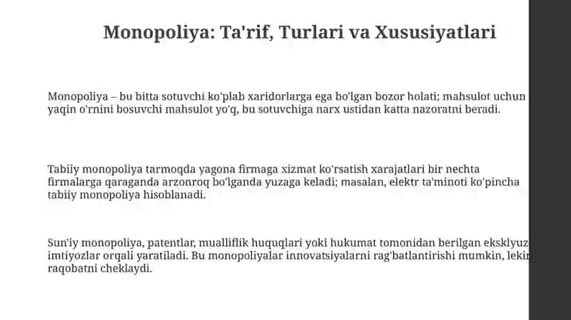 Monopoliya: Ta'rif, Turlari va Xususiyatlari 3