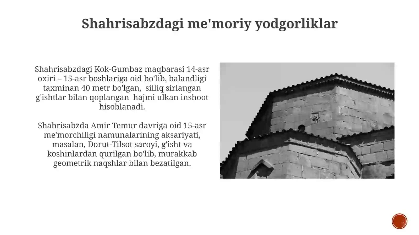 Shahrisabzdagi me'moriy yodgorliklar 3