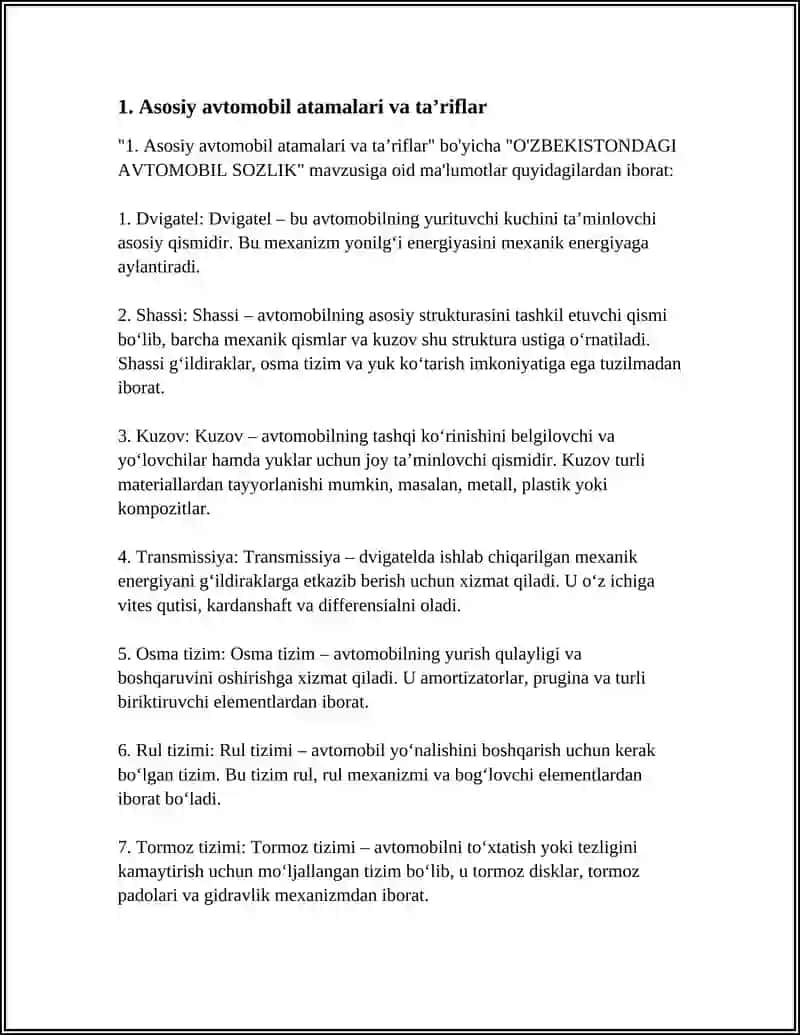O'ZBEKISTONDAGI AVTOMOBIL SOZLIK 3
