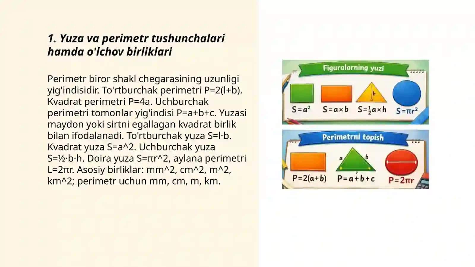 Yuza va perimetr 3