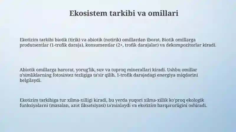 Ekotizimlarning tuzilishi 3