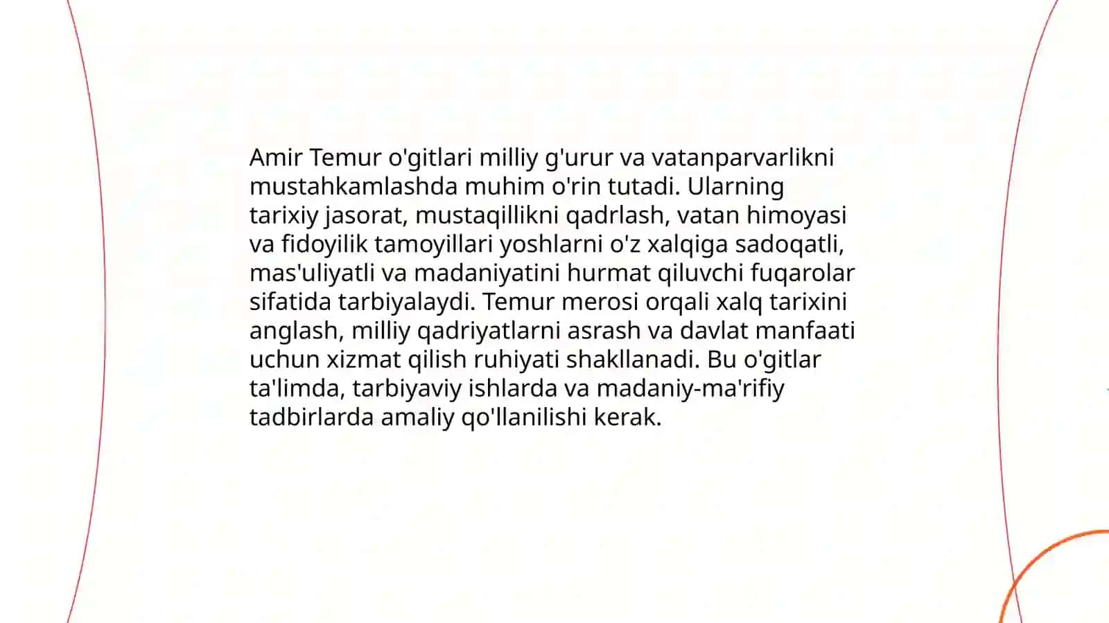 Amir Temur o'gitlarining tarbiyaviy ahamiyati 3