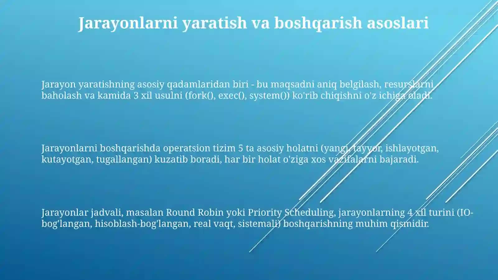 Jarayonlarni yaratish va boshqarish asoslari 3