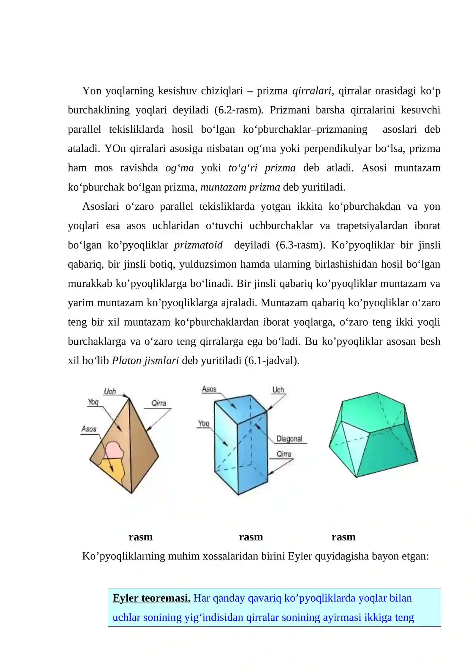 Ko’pyoqlar haqida tushunchalar va ularning proеktsiyalari 3