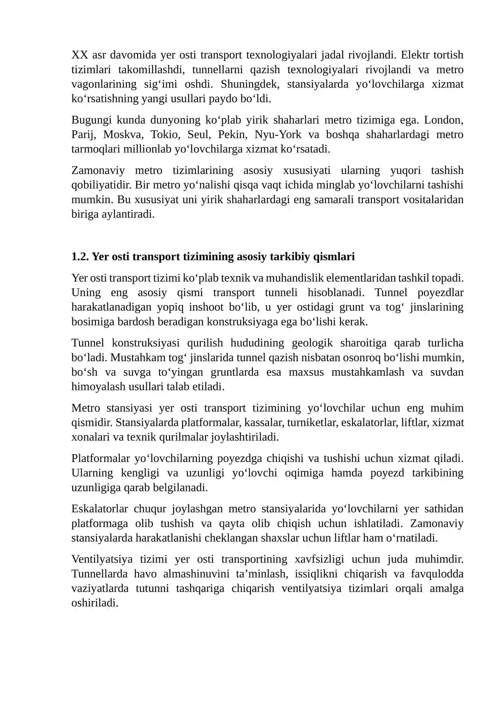 ZAMONAVIY YER OSTI TRANSPORT TIZIMLARI 3