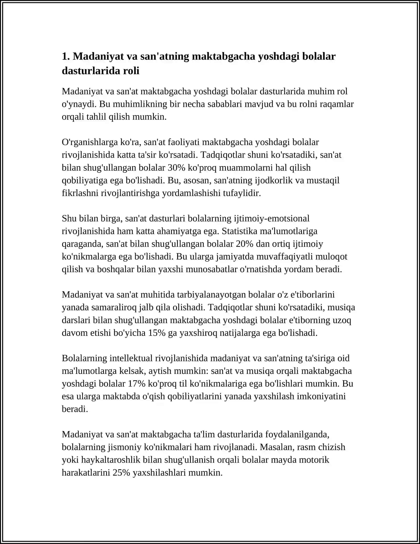 MADANIYAT VA SAN'AT ASOSIDAGI MAKTABGACHA YOSH BOLALAR DASTURLARINING BOLALAR RIVOJLANISHIGA TA'SIRI 3