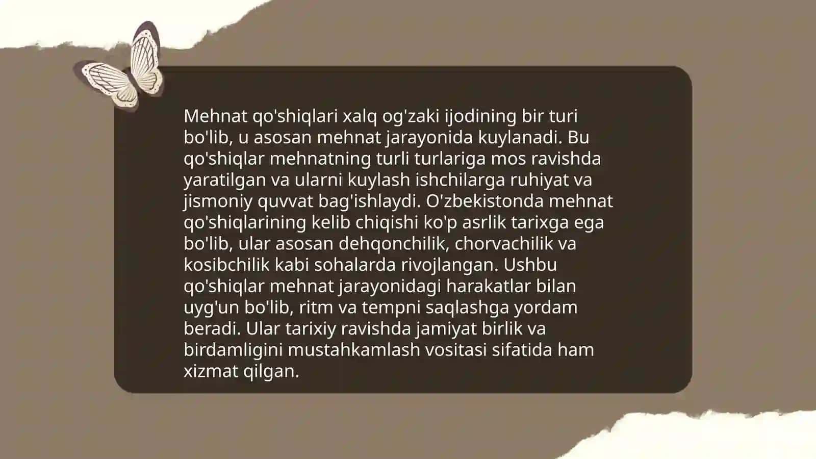 Mehnat qoshiqlari va alla haqida 3