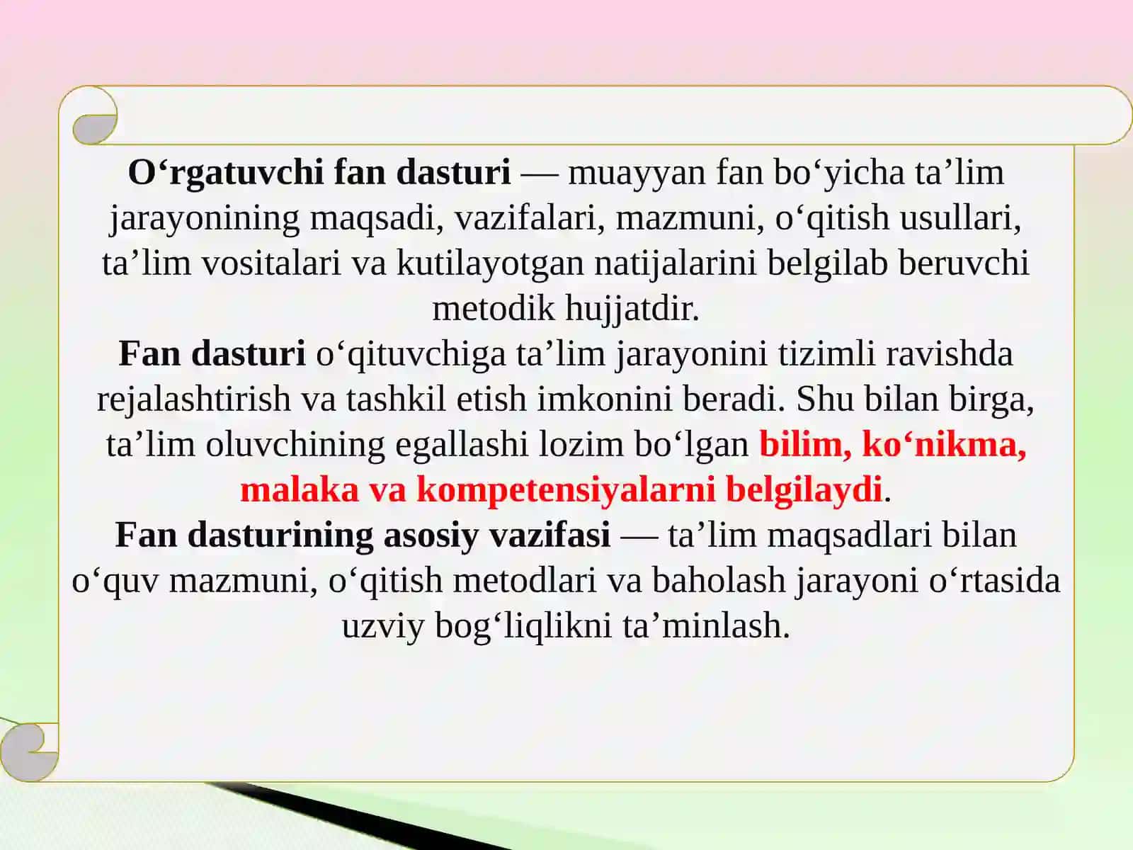 O‘RGATUVCHI FAN DASTURLARNI LOYIHALASH METODIKASI 3