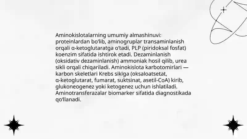 Aminokislotalarning umumiy almashinuvi 3