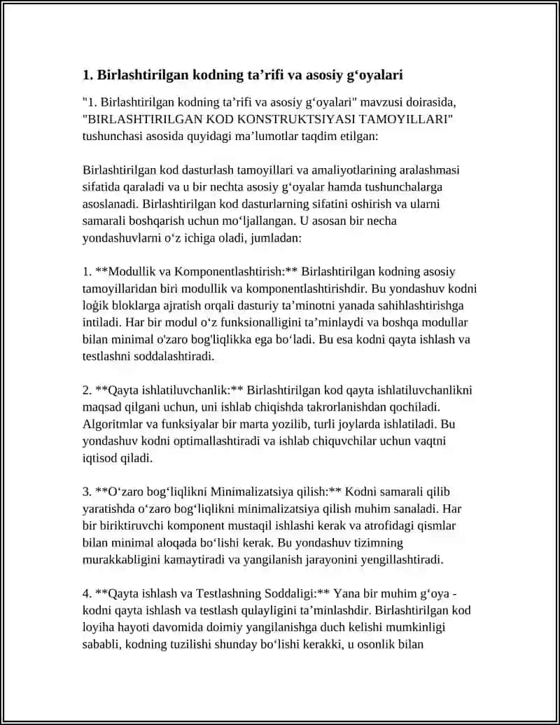 BIRLASHTIRILGAN KOD KONSTRUKTSIYASI TAMOYILLARI 3