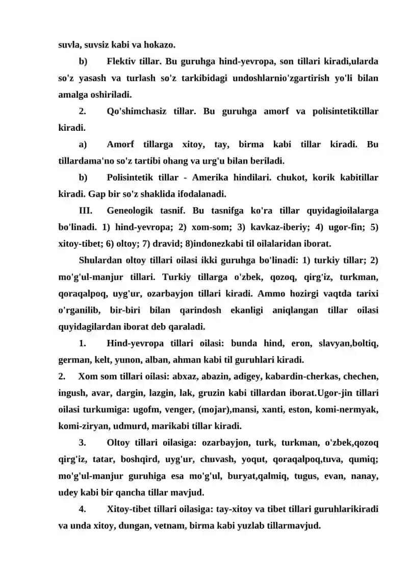 Dunyo tillarining tasnifi 3