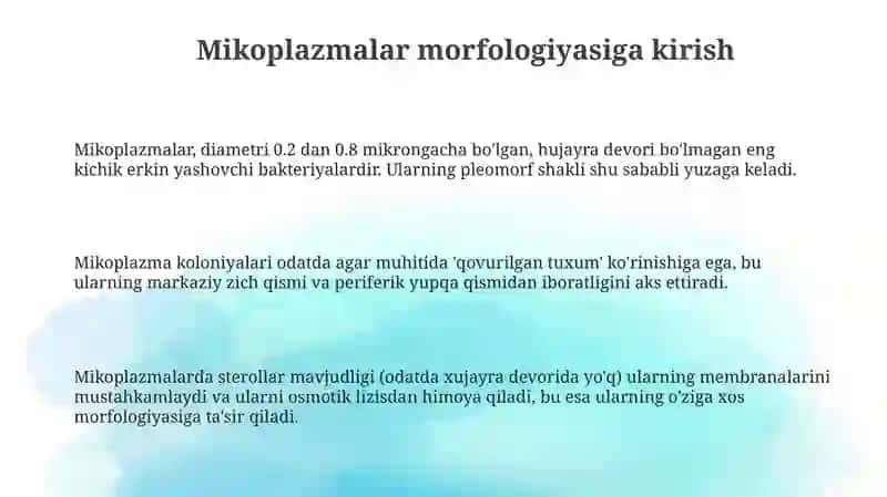 Mikoplazmalar morfologiyasi 3