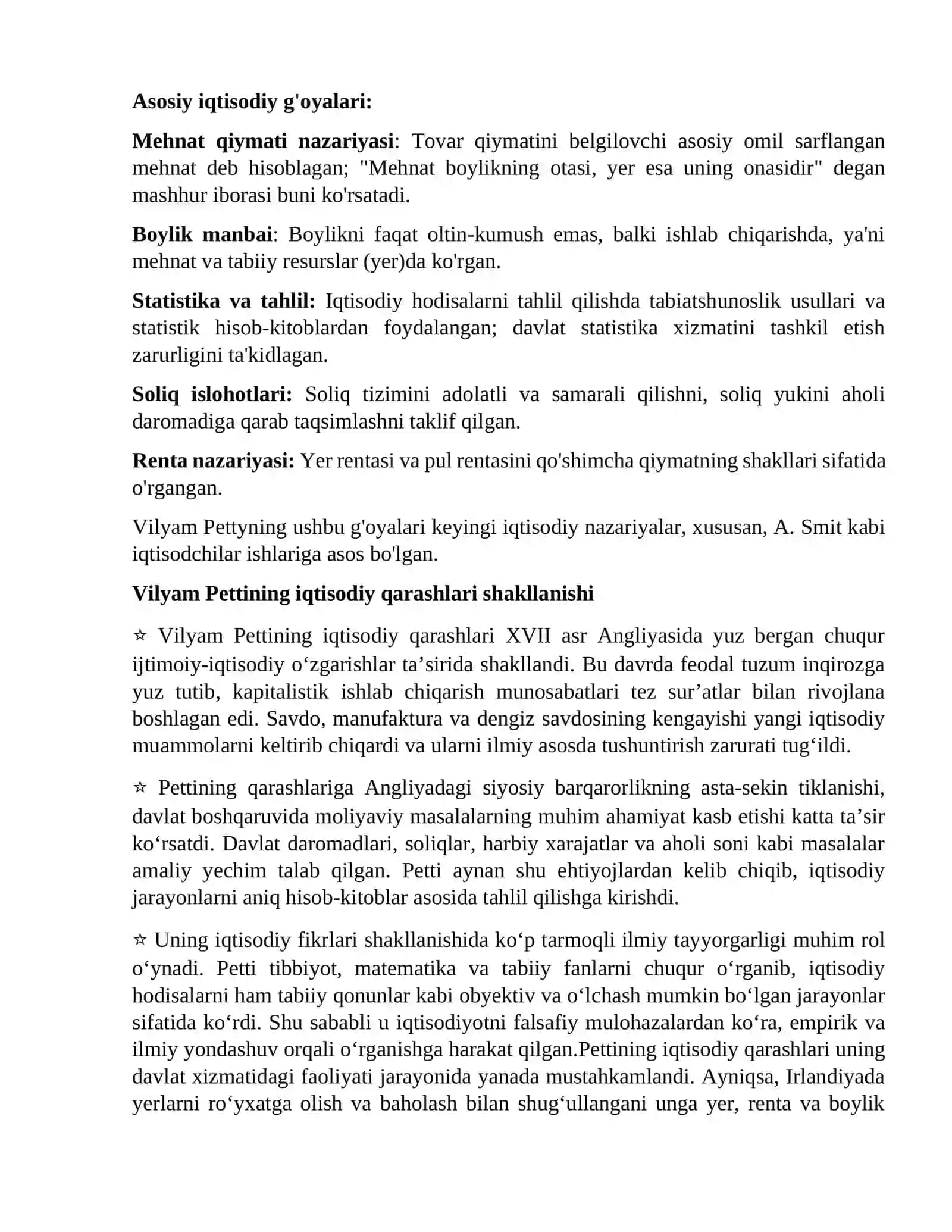 V.Pettining iqtisodiy g‘oyalari 3
