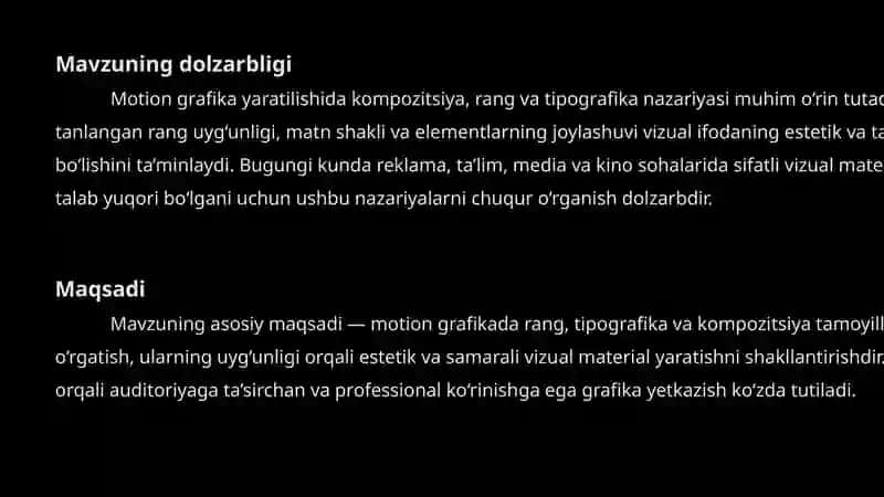 Motion grafikada kompozitsiya, rang va tipografika nazariyasi 3