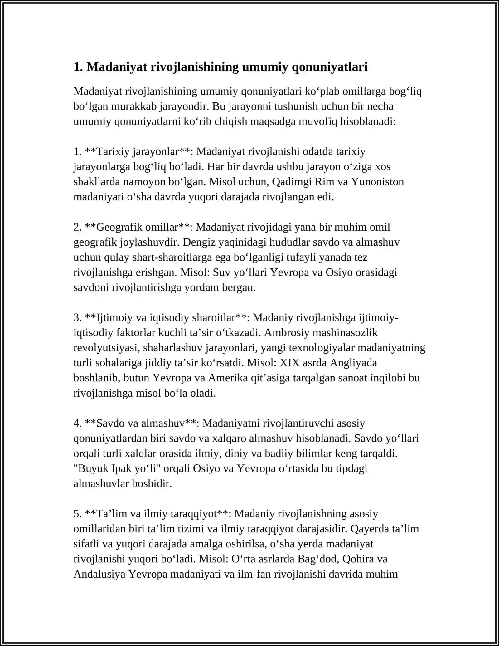 MADANIYAT RIVOJLANISHINING ASOSIY QONUNIYATLARI 3
