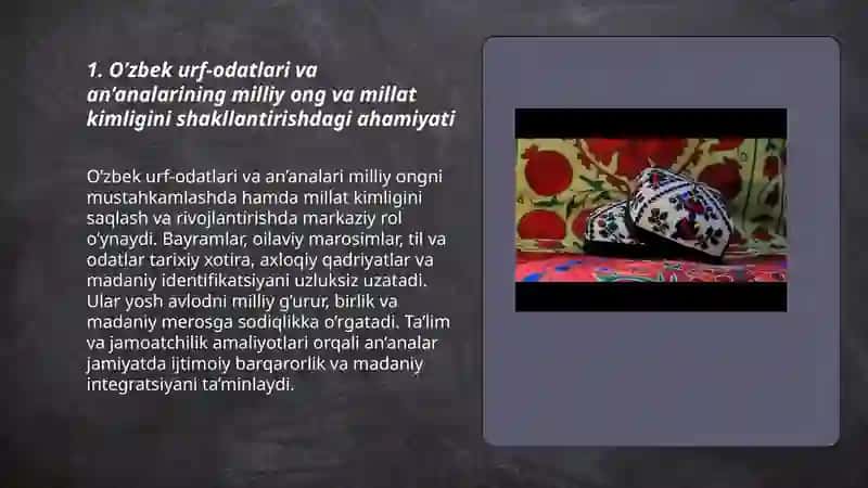 O’zbek xalqining urf odatlari va an’analarining ahamiyati 3