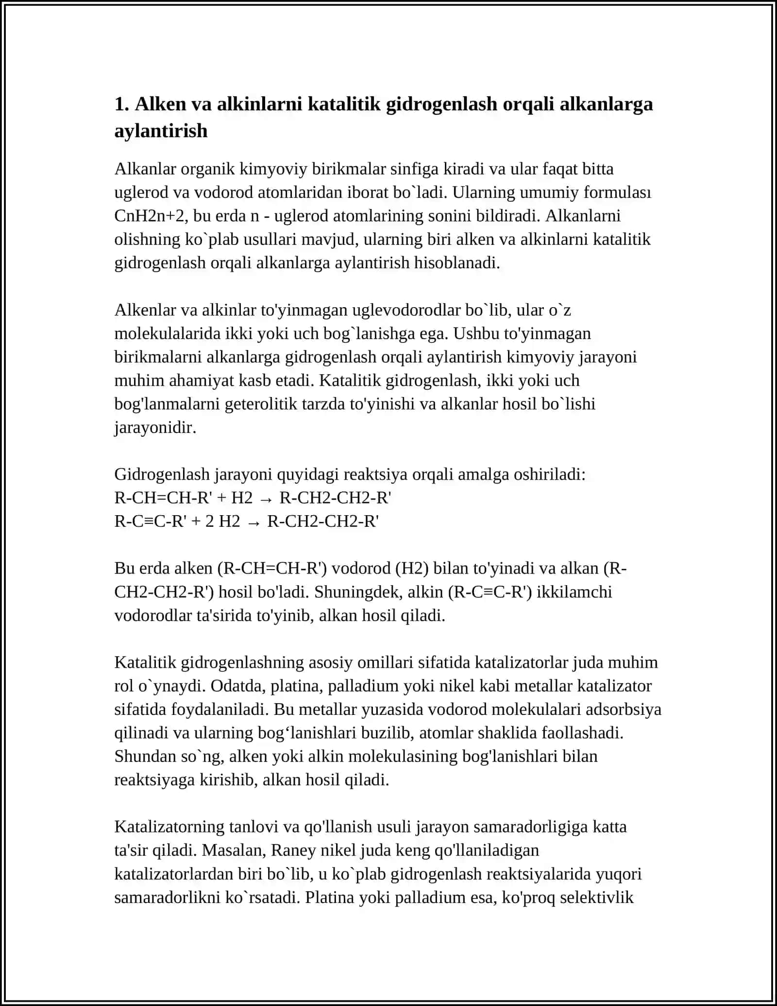 ALKAN OLINISH USULLARI. BISIKLIK VA POLISIKLIK ALKANLAR 3