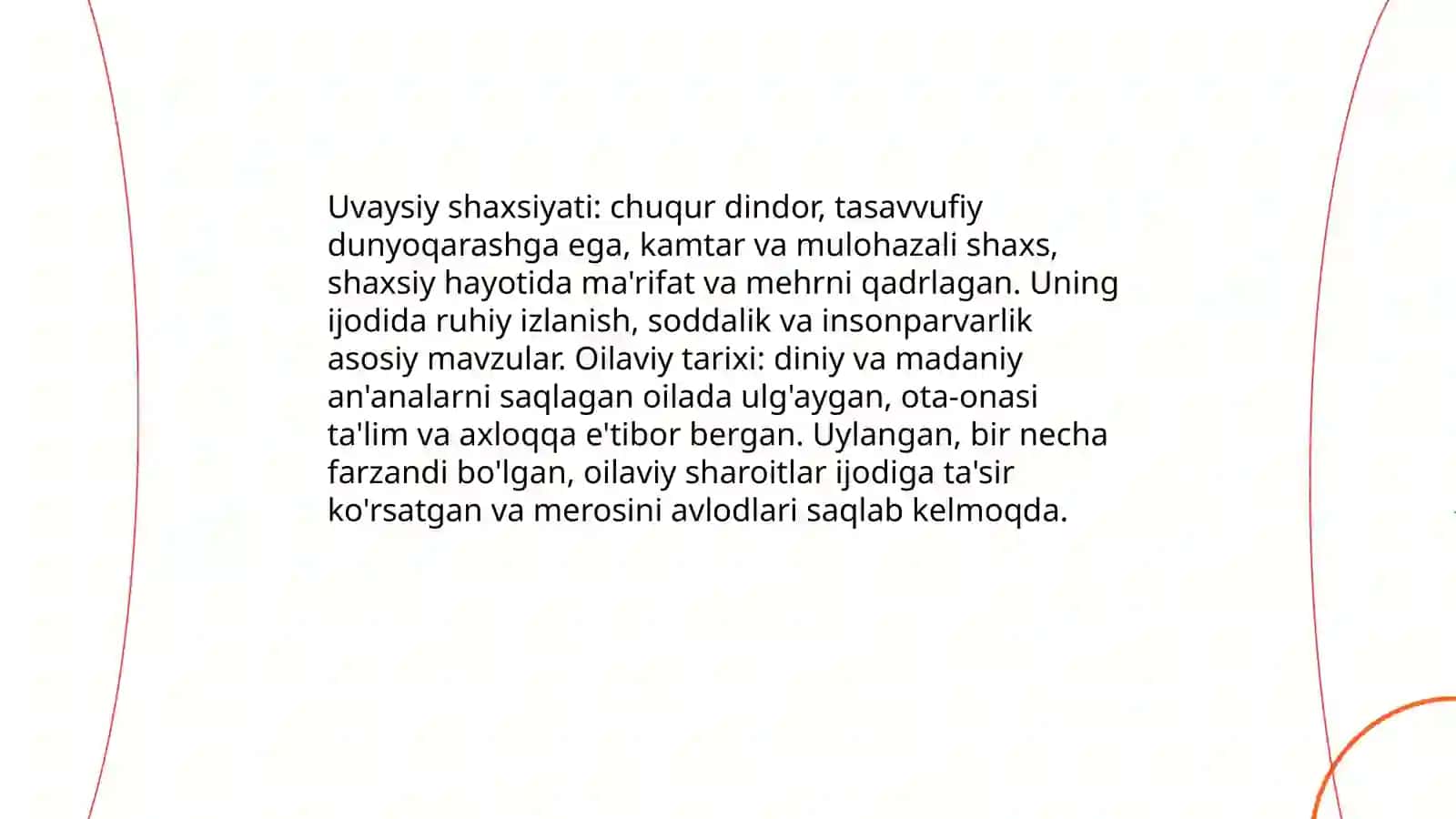 Uvaysiy, Nodiraning hayoti va ijodi 3
