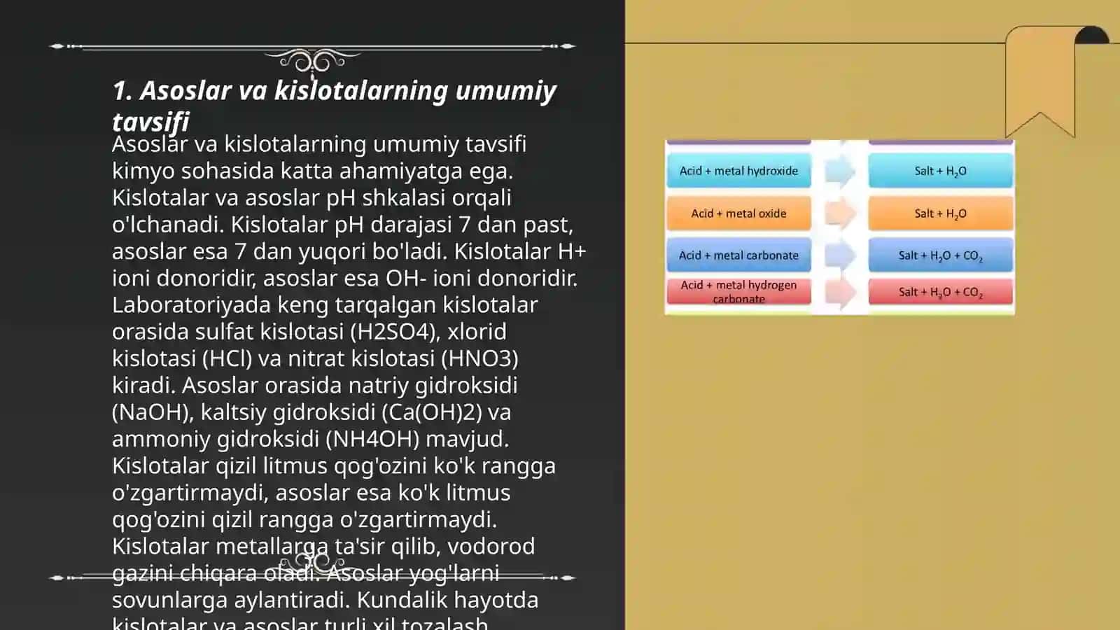 Asoslar va kislotalarning kimyoviy xossalari 3