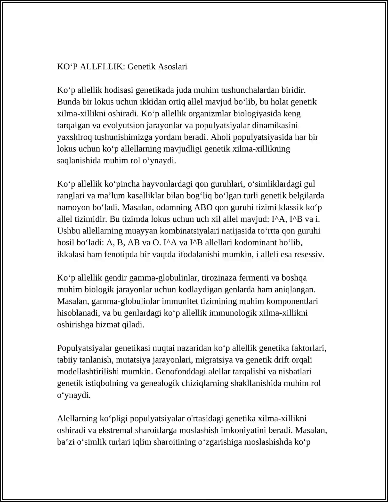 KOʻP ALLELLIK QON GURUHLARINING IRSIYLANISHI 3
