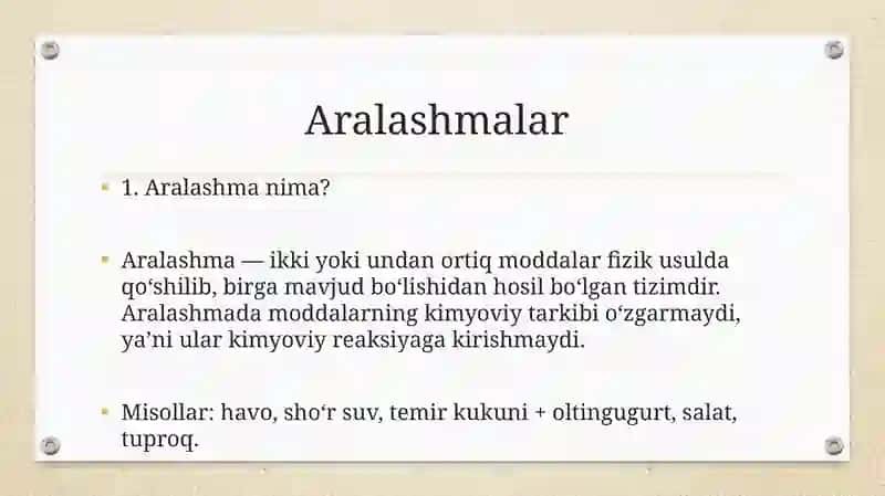 Aralashmalar, Dispers sistemalar , chin eritmalar. Kolloid eritmalar 3