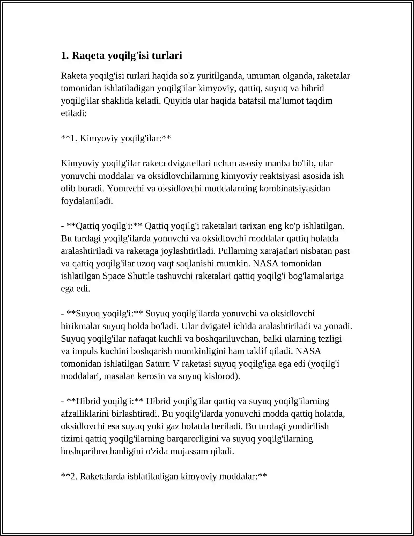 RAKETA YOQILGʻI BOʻLIMI ISHLASH PRINSIPLARI 3