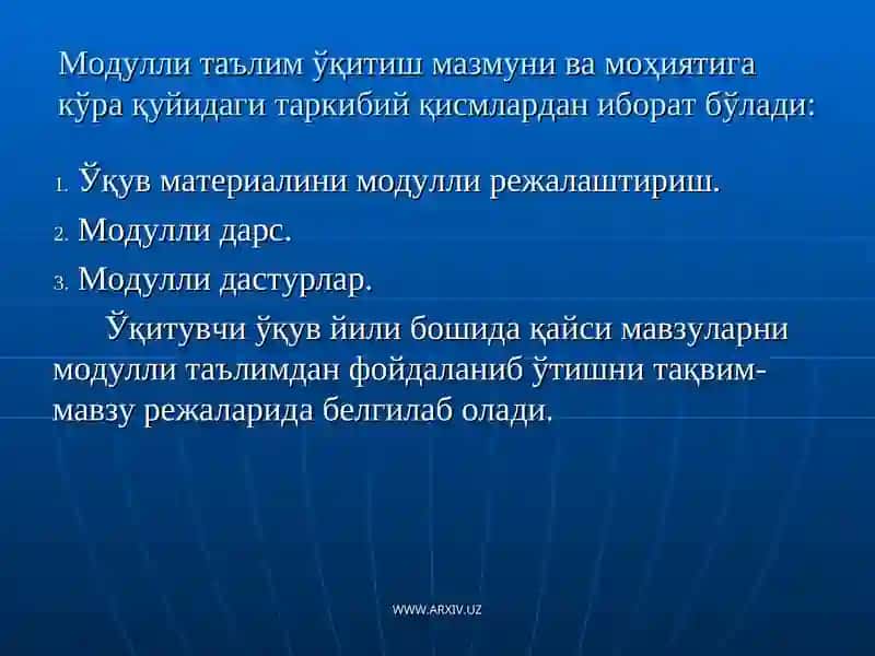 Модулли таълим технологиялари 3