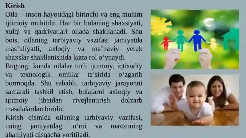 Oilaning tarbiyaviy vazifasi. 3