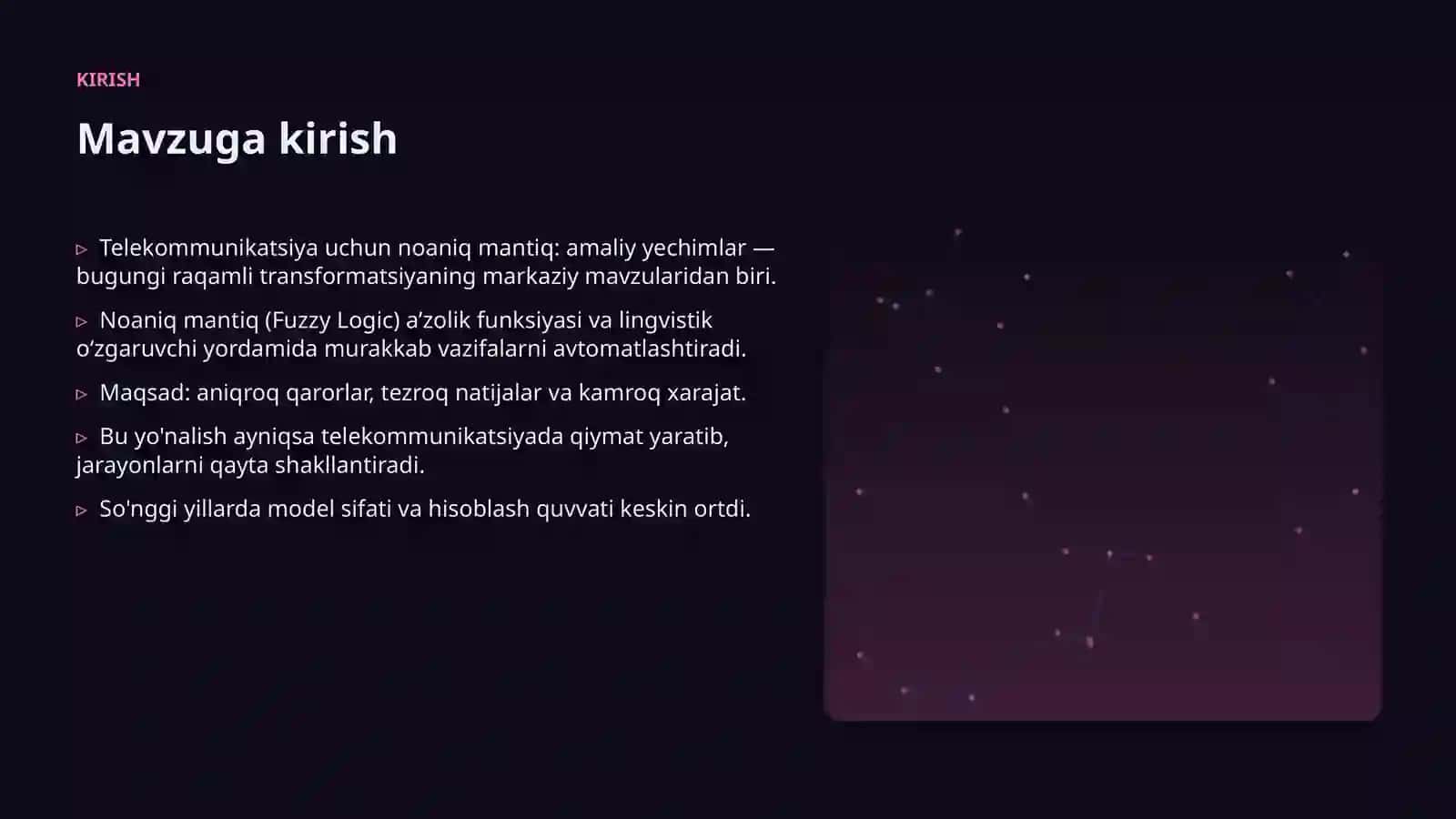 Telekommunikatsiya uchun noaniq mantiq: amaliy yechimlar 3