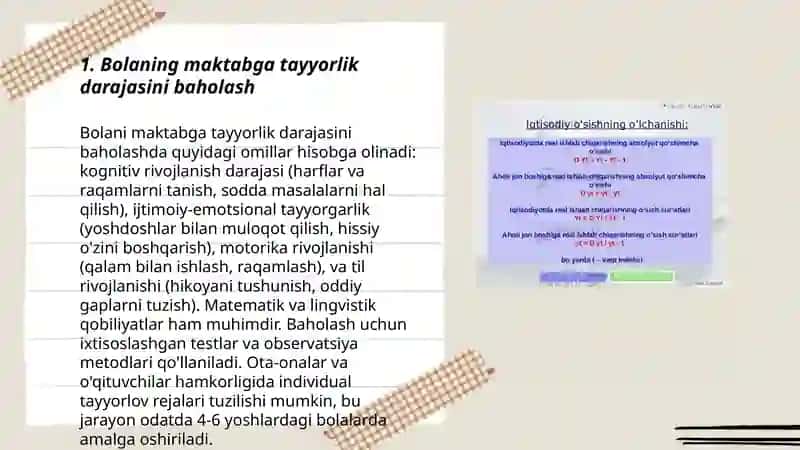 Bolaning maktabga tayyorlik darajasi 3