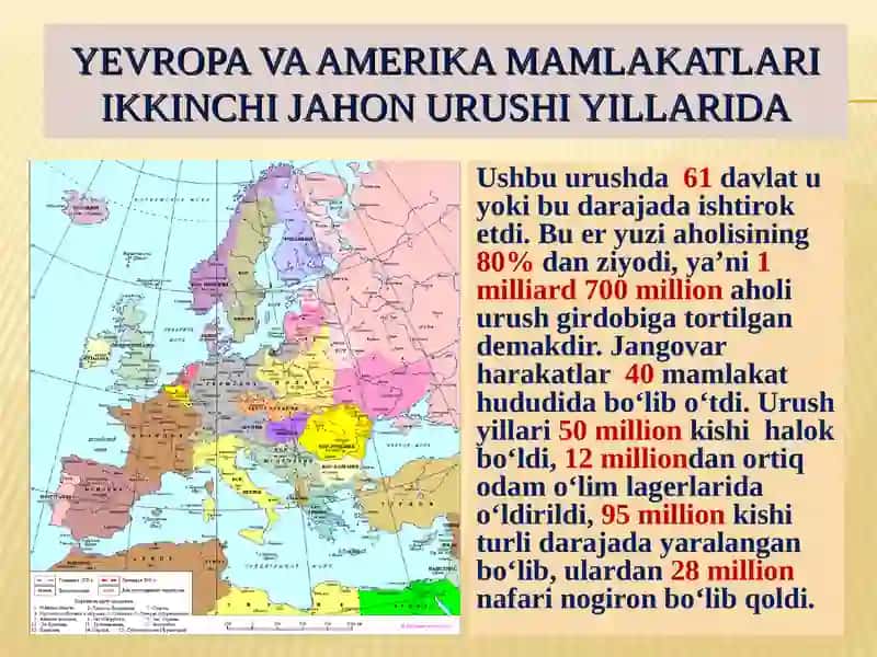 YEVROPA VA AMERIKA MAMLAKATLARI IIJAHON URUSHI YILLARIDA 3