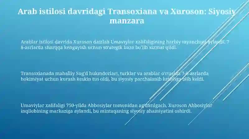 Arab xalifaligi davrida movarounnahr va xuroson 3