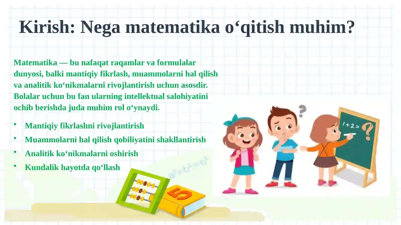 BOSHLANG'ICH SINFLARDA MATEMATIKA FANINI O'QITISH METODIKASI 3