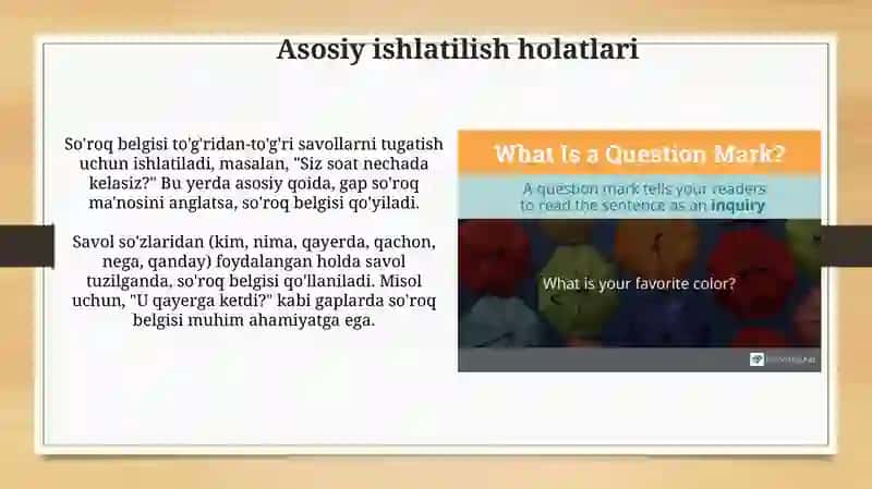 So'roq belgisining ishlatilish qoidalari 3