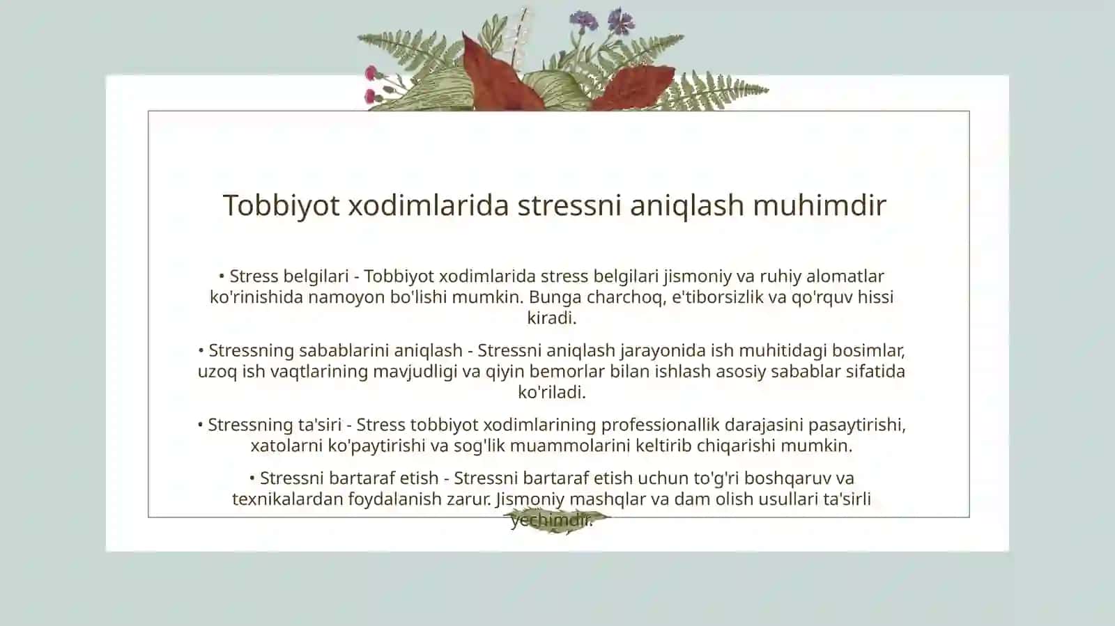 Tobbiyot xodimlarining pisixoemotsinal xolatlari stres va uning boshqichlari 3