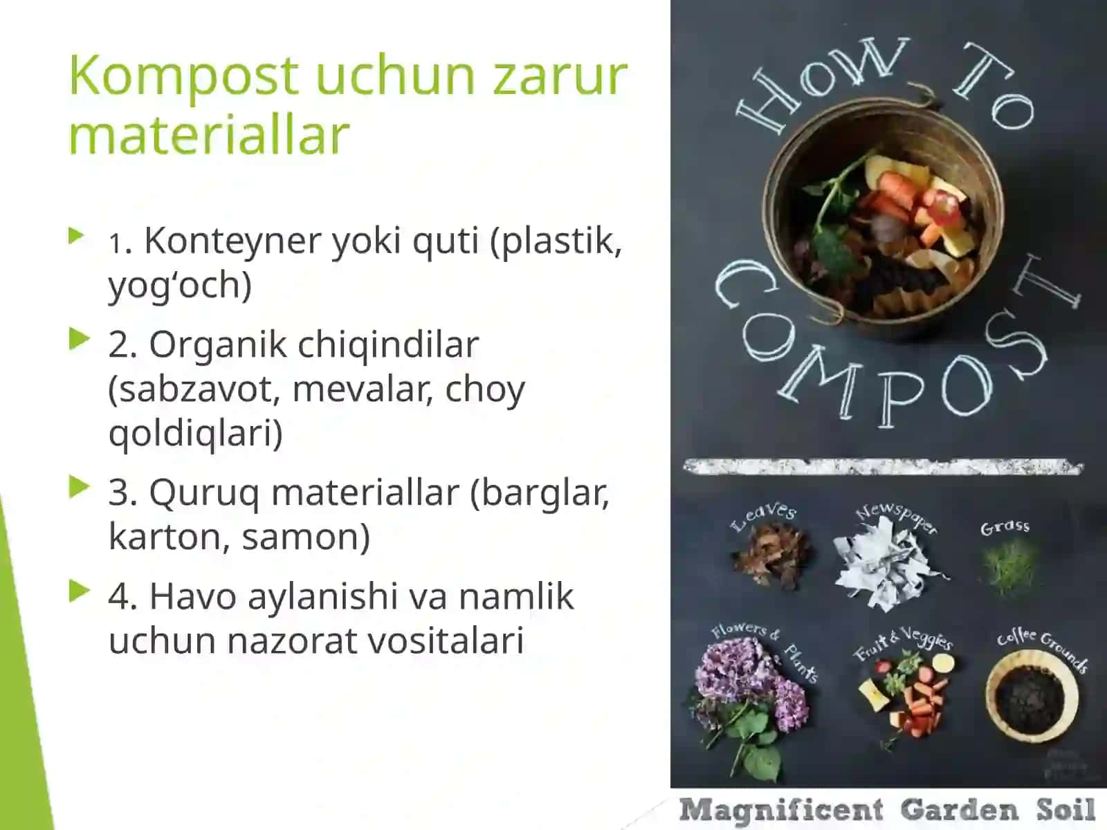 Kompostlash sharoitida organik chiqindilarni 3