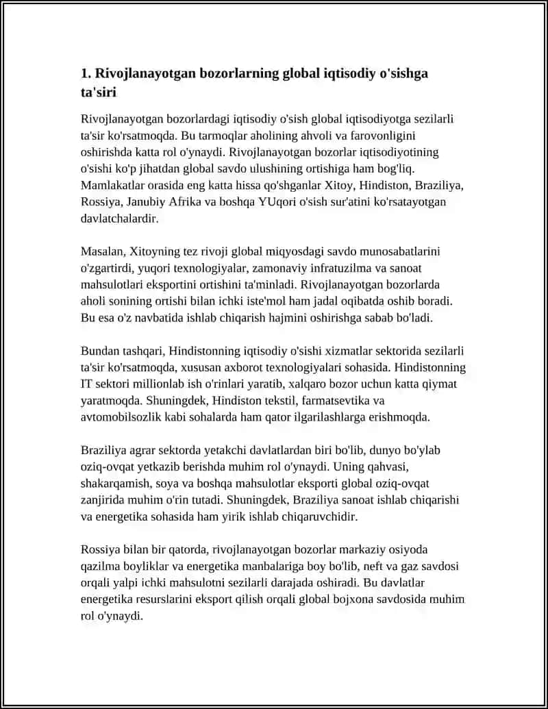 Rivojlanayotgan Bozorlarning O'Sishi Dunyoga Ta'siri 3