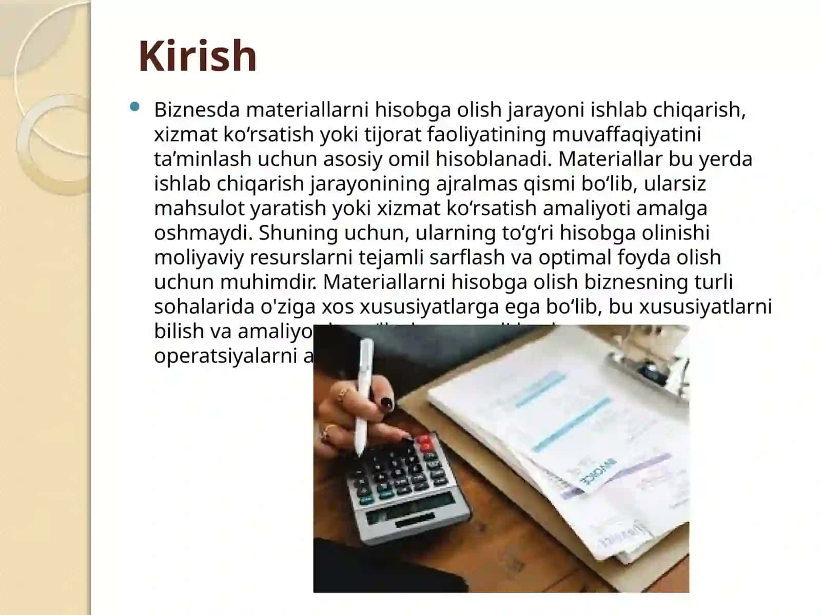 Materiallarni hisobga olishning o’ziga xos xususiyatlari 3