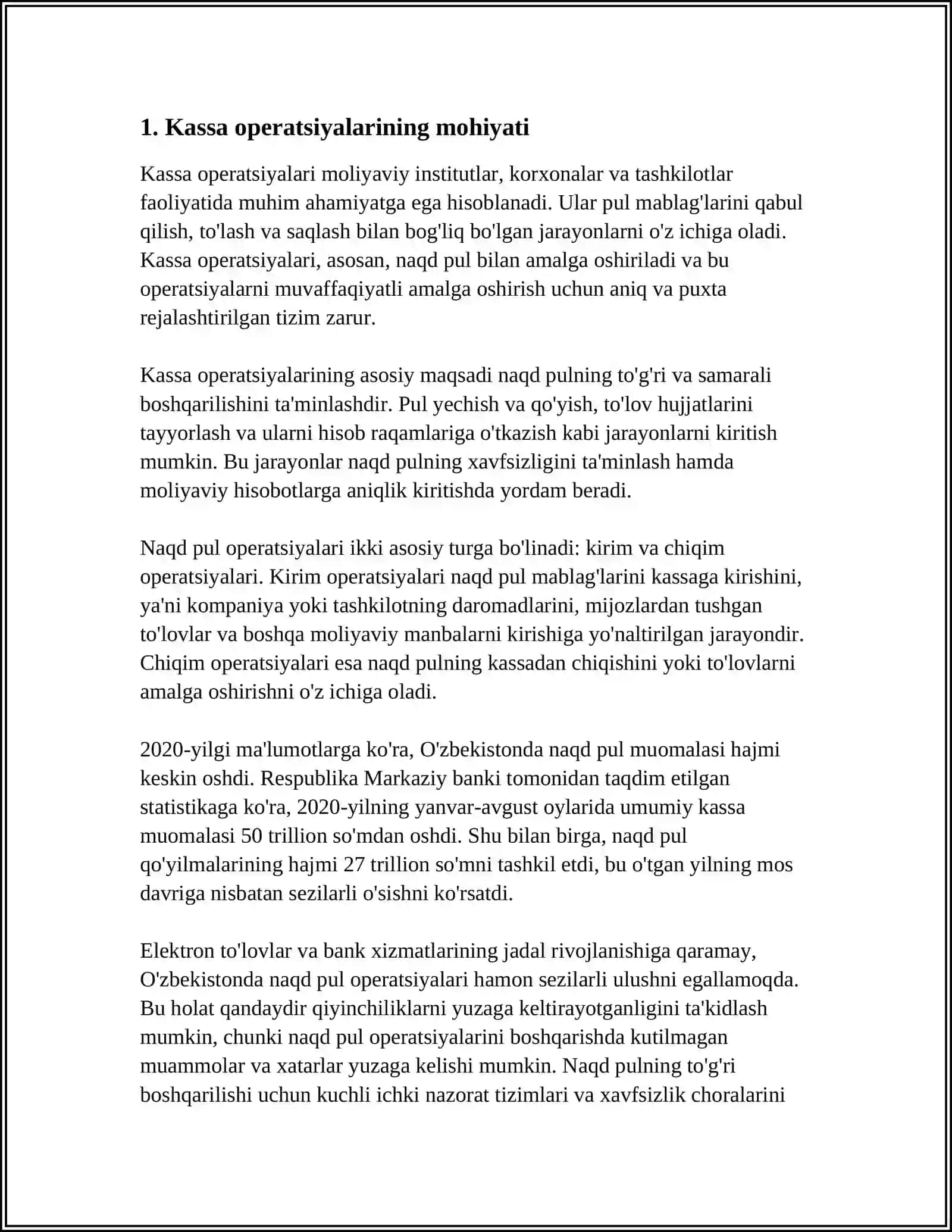 Kassa operatsiyalarining hisobi 3