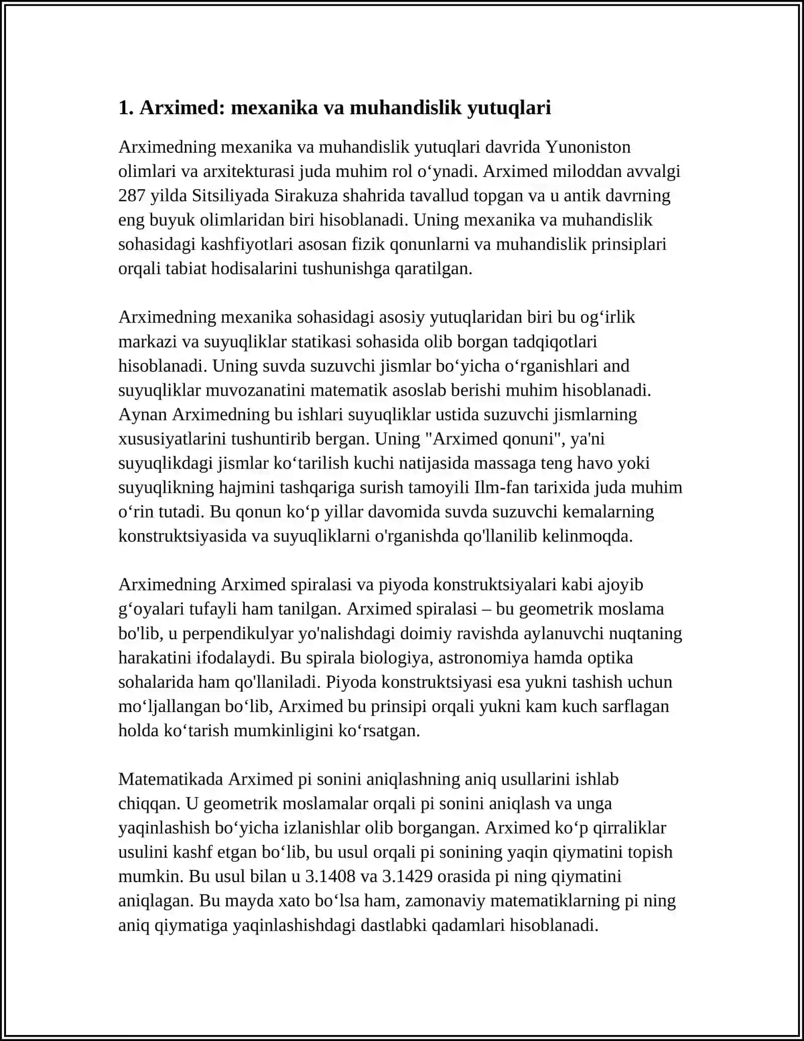 Arximed: mexanika va muhandislik yutuqlari 3