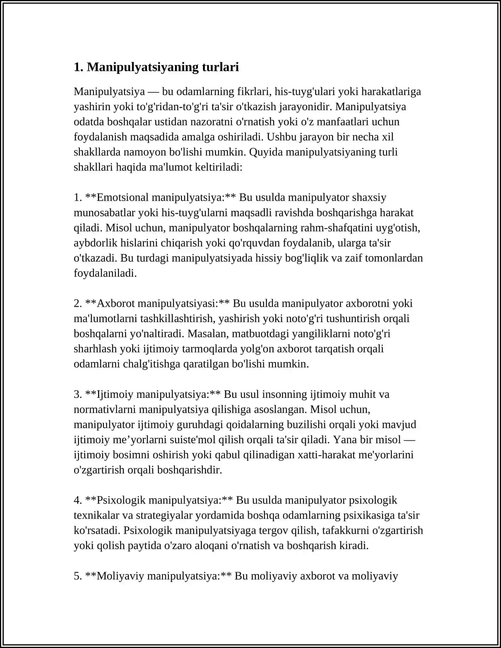 MANIPULATSIYA ZARARLARI,KELIB CHIQISH SABABLARI 3
