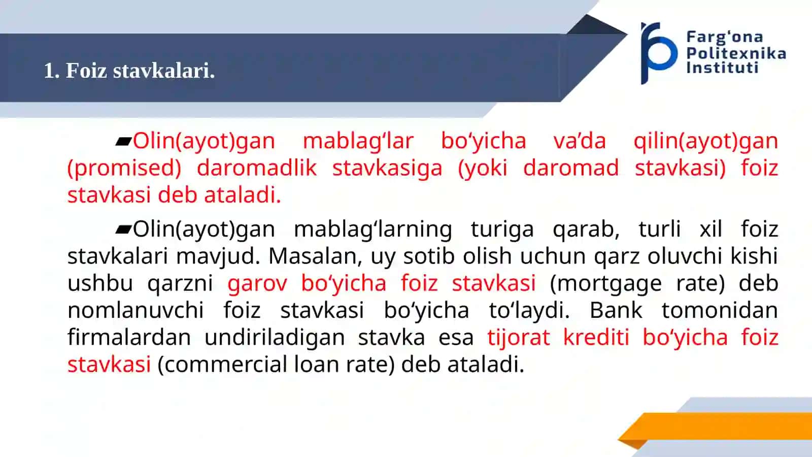 Moliyaviy bozor stavkalari 3