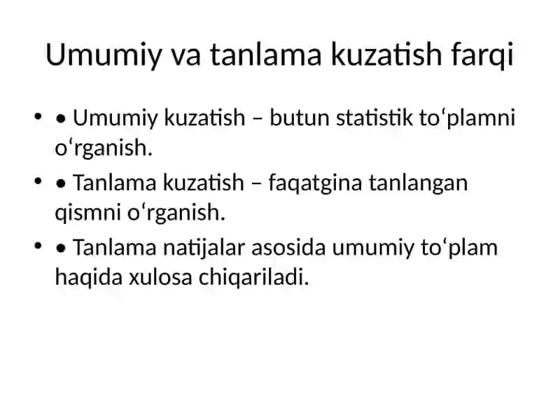 Tanlamakuzatish (Statistikafanidan) 3