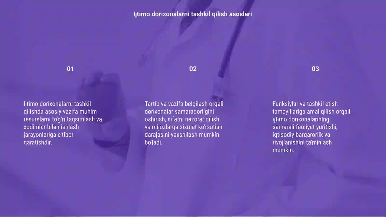 Ijtimo dorixonalarni tashkil qilish va tartib vazifa 3