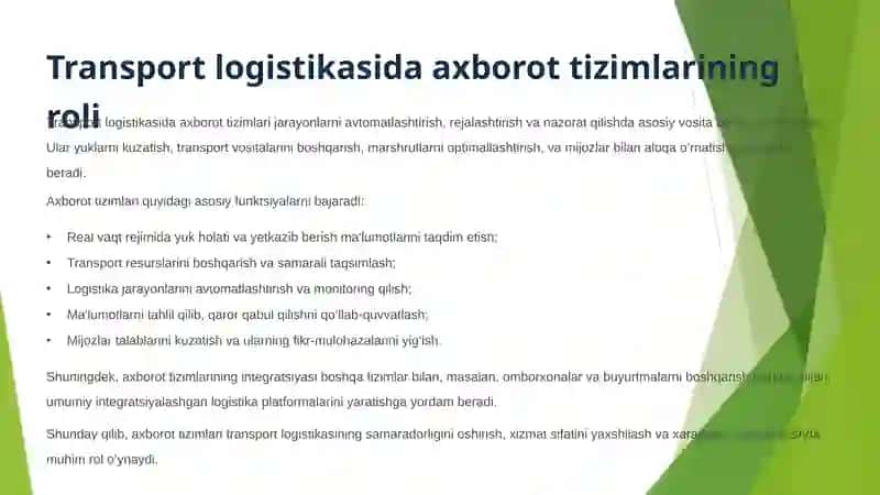 Transport logistikasining axborot ta'minoti 3