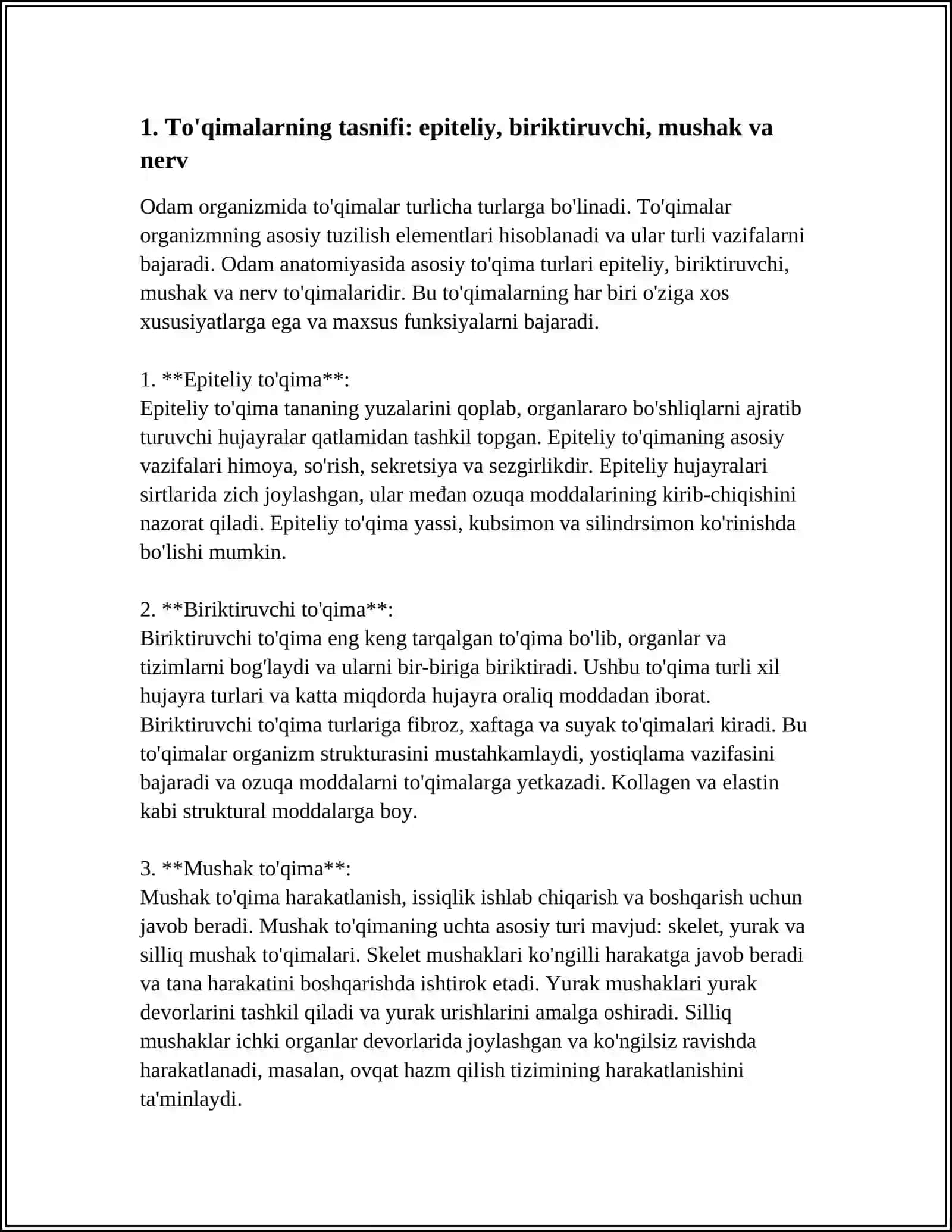 Odam organizmida to'qimalar 3